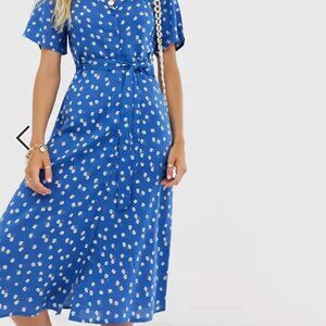 Wednesday's Girl [ASOS] midi shirt dress in blue floral print